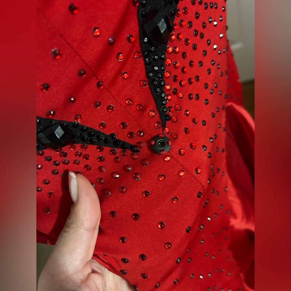 Red and Black Smooth Ballroom Dress Size 4-8 - Picture 6 of 11